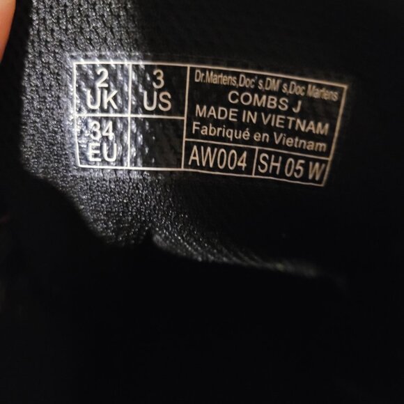 Doc Martens Combs Kids Synthetic Leather High Top Side Zip Combat Boots SZ 3 - Picture 6 of 6